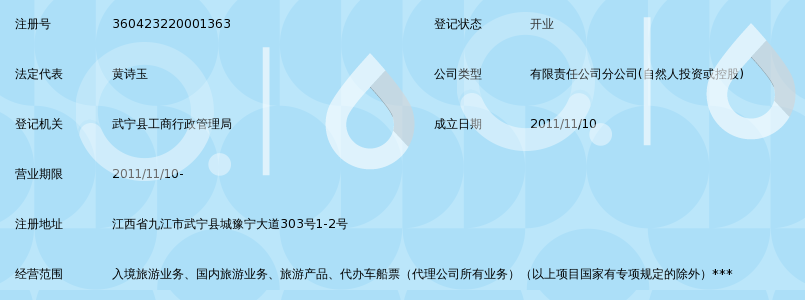 九江市交通国际旅行社武宁营业部
